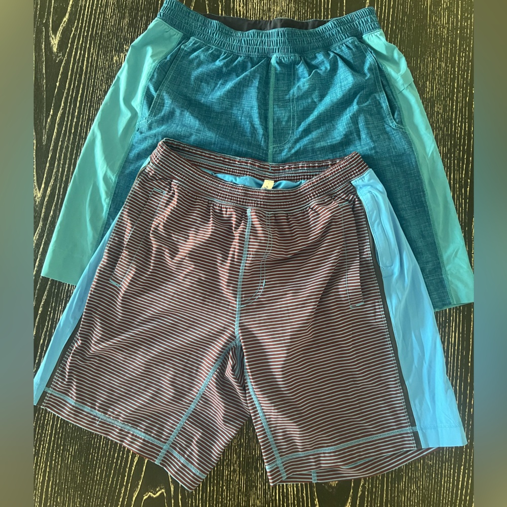 2 Pairs of Lululemon Men’s Shorts - Blue w/Design